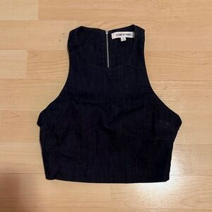 Elizabeth and James Dark Denim Cropped High-Neck Tank